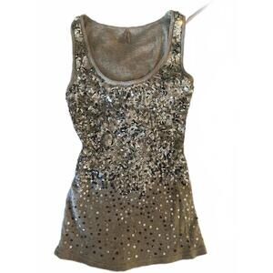 Y2K silver sequin tank top